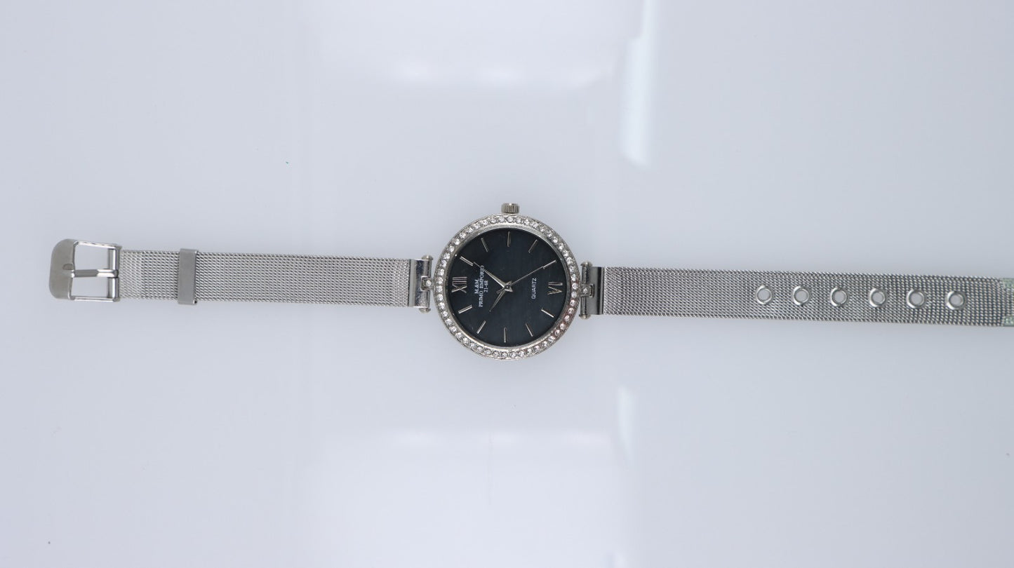 Orologio Donna Elegante Silver Strass Quartz Maglia Milanese Fashion