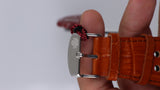 Cinturino 34mm Orologio M&M Primo Emporio Vera Pelle Marrone Racing Traforato