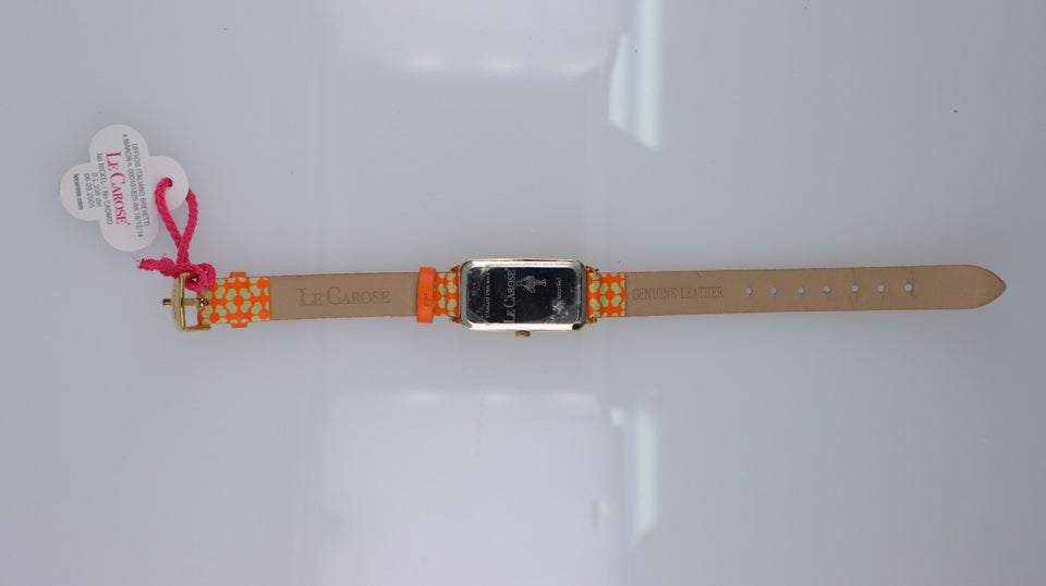 Orologio Donna Le Carose Rettangolare Arancione Fiori Strass Quartz Fashion