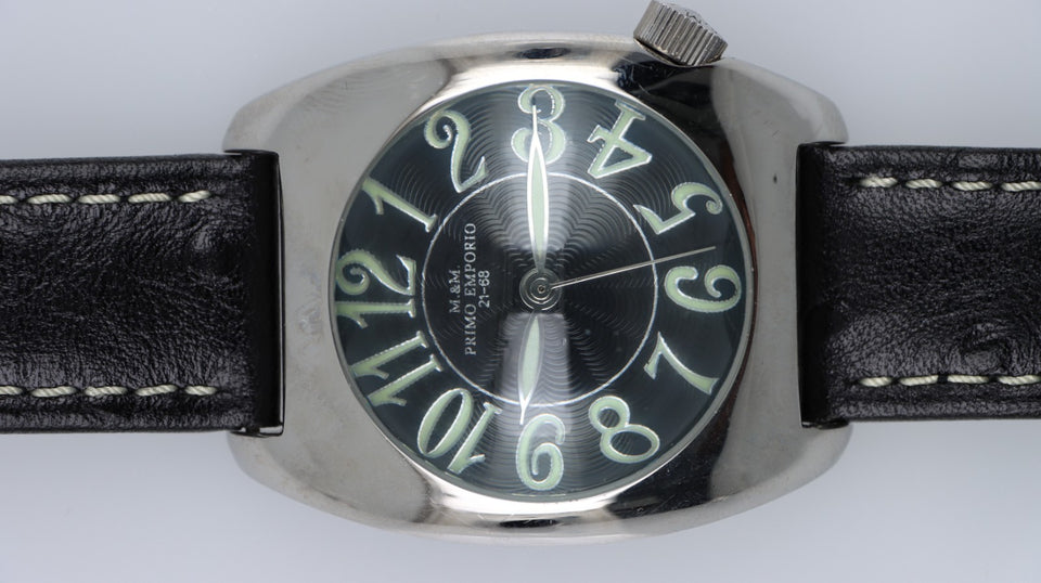 Orologio M&M Primo Emporio 21-68 Uomo Donna Nero Acciaio 3ATM Cinturino Pelle