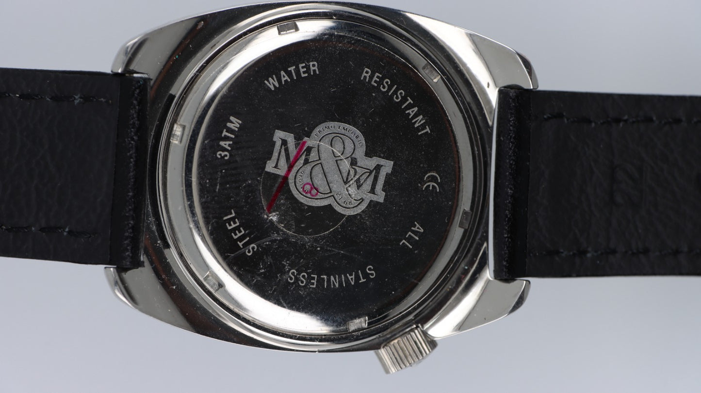 Orologio M&M Primo Emporio 21-68 Uomo Donna Nero Acciaio 3ATM Cinturino Pelle