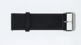 Cinturino 24MM Orologio Nero in Pelle con Cuciture a Contrasto e Fibbia Acciaio