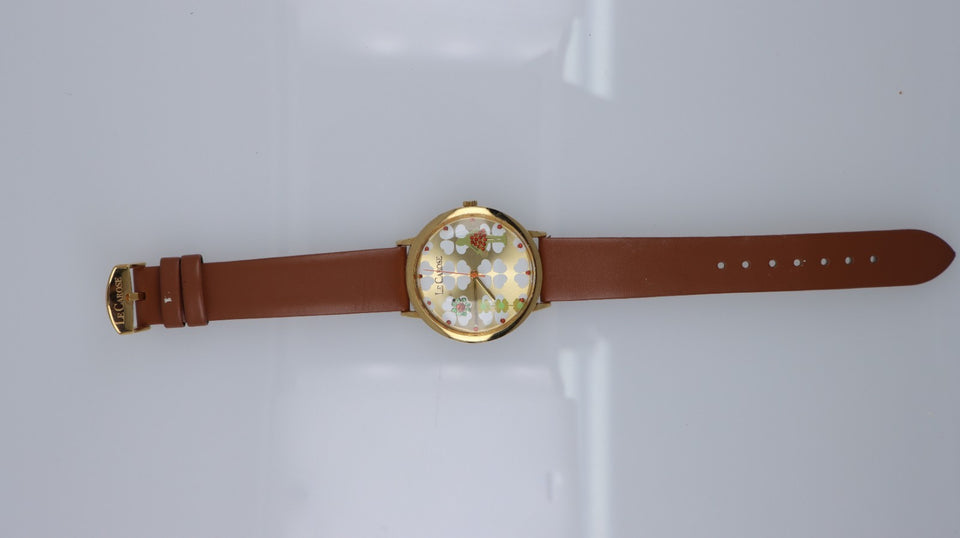 Orologio Donna Le Carose Quartz Cuori Cristalli Dorato Cinturino Marrone Fashion