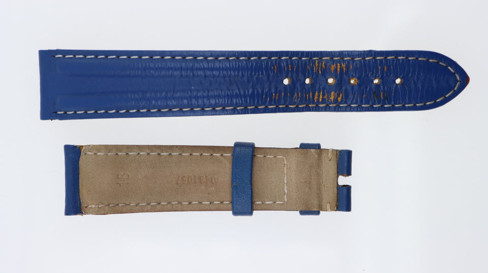 Cinturino Omega Orologio Blu 18 mm Vera Pelle Cuciture Bianche Vintage Ricambio