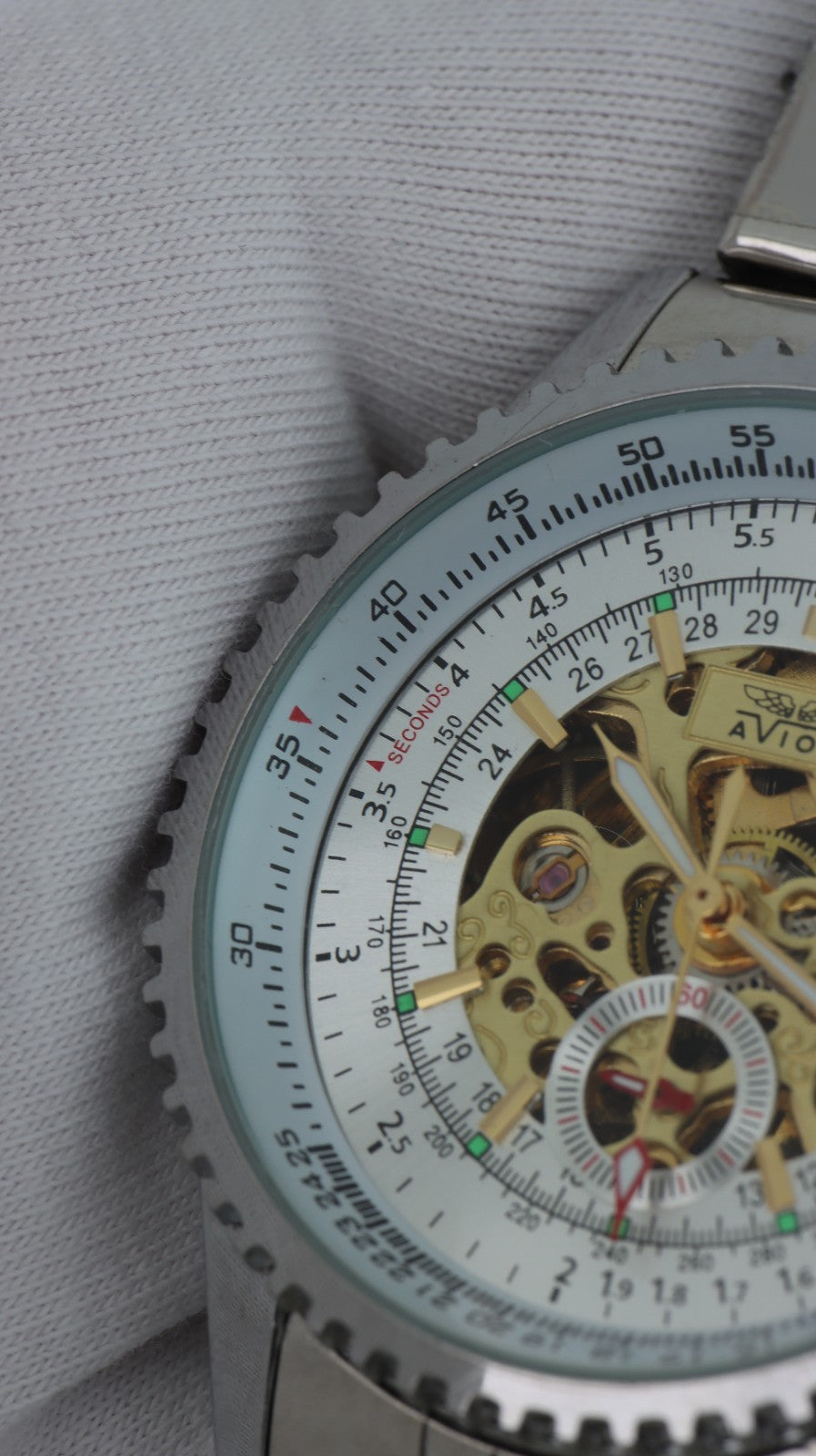 Avion AO34 Orologio Automatico Scheletrato Uomo Acciaio Mechanical Watch